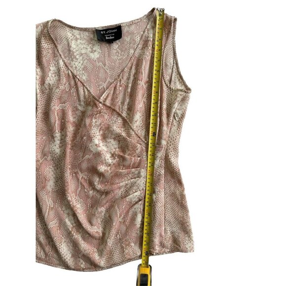 St. John Womens Silk V Neck Faux wrap Pink Snakeskin Print Sleeveless Top Size 4 - Picture 7 of 7